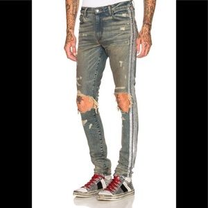 amiri glitter track jeans